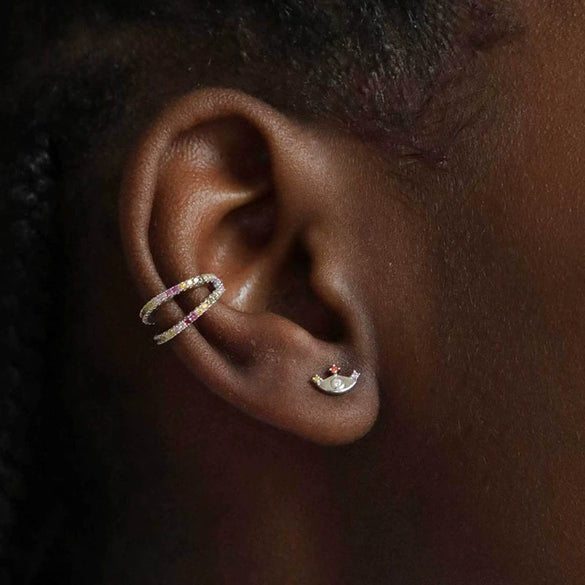 Women's Geometric Eye And Eyelash Earrings With Colorful Zircon Silver Needle And Electroplated Copper Mini Statement Jewelry
