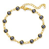 Women's Geometric Eye Bracelet Copper Electroplated Fashion Wrist Chain With Colorful Eye Design Trendy Creative Expression Style