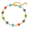 Women's Geometric Eye Bracelet Copper Electroplated Fashion Wrist Chain With Colorful Eye Design Trendy Creative Expression Style