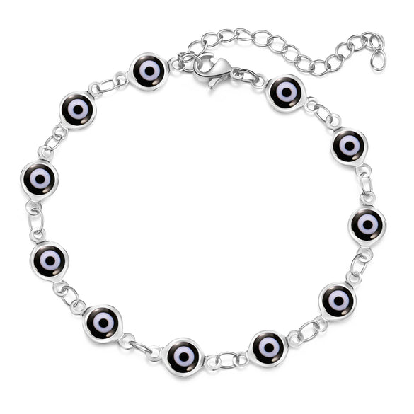 Women's Geometric Eye Bracelet Copper Electroplated Fashion Wrist Chain With Colorful Eye Design Trendy Creative Expression Style