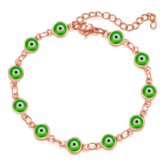 Women's Geometric Eye Bracelet Copper Electroplated Fashion Wrist Chain With Colorful Eye Design Trendy Creative Expression Style