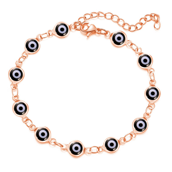 Women's Geometric Eye Bracelet Copper Electroplated Fashion Wrist Chain With Colorful Eye Design Trendy Creative Expression Style