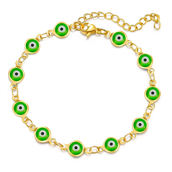Women's Geometric Eye Bracelet Copper Electroplated Fashion Wrist Chain With Colorful Eye Design Trendy Creative Expression Style