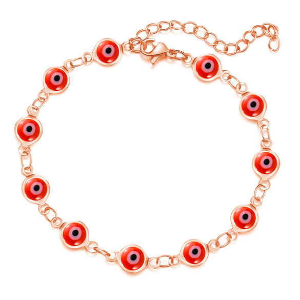 Women's Geometric Eye Bracelet Copper Electroplated Fashion Wrist Chain With Colorful Eye Design Trendy Creative Expression Style
