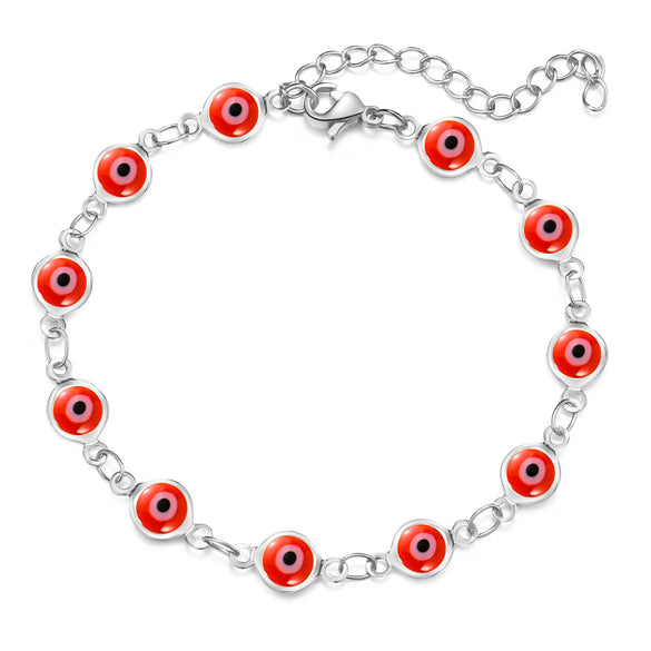 Women's Geometric Eye Bracelet Copper Electroplated Fashion Wrist Chain With Colorful Eye Design Trendy Creative Expression Style