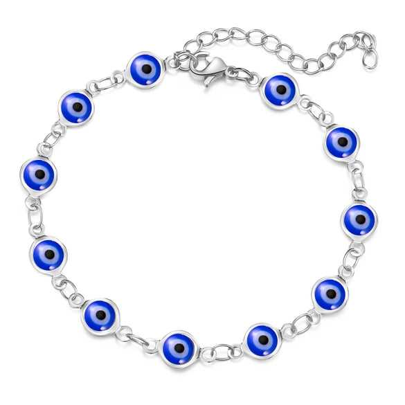 Women's Geometric Eye Bracelet Copper Electroplated Fashion Wrist Chain With Colorful Eye Design Trendy Creative Expression Style