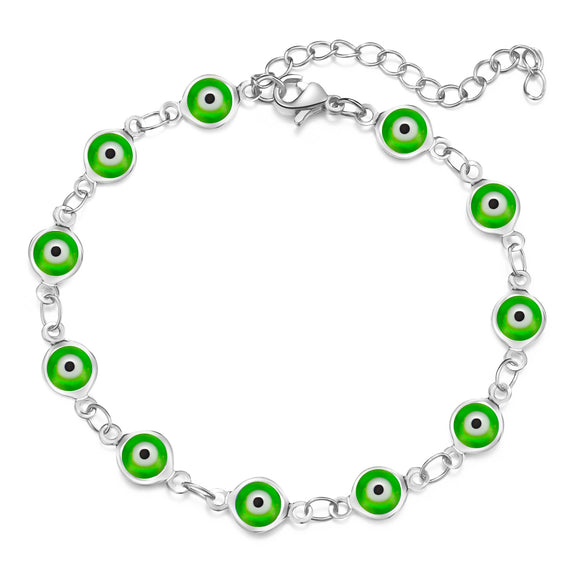Women's Geometric Eye Bracelet Copper Electroplated Fashion Wrist Chain With Colorful Eye Design Trendy Creative Expression Style