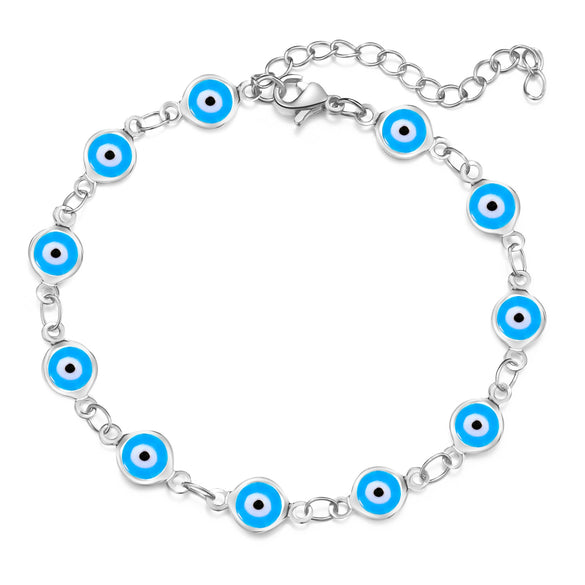 Women's Geometric Eye Bracelet Copper Electroplated Fashion Wrist Chain With Colorful Eye Design Trendy Creative Expression Style