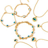 Women's Geometric Eye Motif Zircon Inlaid Gold Plated Stainless Steel Necklace And Bracelet Set