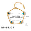 Women's Geometric Eye Motif Zircon Inlaid Gold Plated Stainless Steel Necklace And Bracelet Set