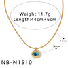 Women's Geometric Eye Motif Zircon Inlaid Gold Plated Stainless Steel Necklace And Bracelet Set