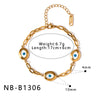 Women's Geometric Eye Motif Zircon Inlaid Gold Plated Stainless Steel Necklace And Bracelet Set