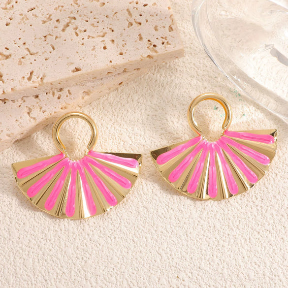 Women's Geometric Fanshaped Goldtone Electroplated Stainless Steel Earrings Elegant Minimalist Modern Ear Jewelry