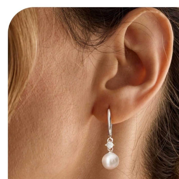 Women's Geometric Faux Pearl Pendant Earrings With Stainless Steel Posts Electroplated Fashion Jewelry Elegant Minimalist High End Style