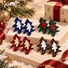 Women's Geometric Festive Christmas Tree Stud Earrings In Stainless Steel With Resin Design And Gold Plating