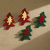 Women's Geometric Festive Christmas Tree Stud Earrings In Stainless Steel With Resin Design And Gold Plating