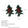 Women's Geometric Festive Christmas Tree Stud Earrings In Stainless Steel With Resin Design And Gold Plating