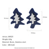 Women's Geometric Festive Christmas Tree Stud Earrings In Stainless Steel With Resin Design And Gold Plating
