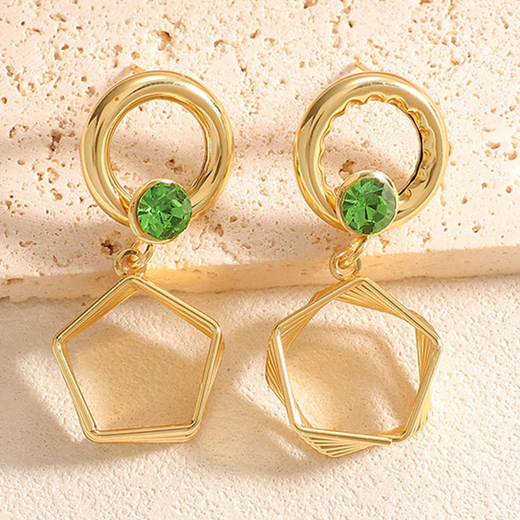 Women's Geometric Fivepointed Star Hollow Alloy Stud Earrings With Electroplated Finish And Stainless Steel Ear Needles Exaggerated Fashion Jewelry Wholesale