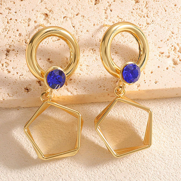 Women's Geometric Fivepointed Star Hollow Alloy Stud Earrings With Electroplated Finish And Stainless Steel Ear Needles Exaggerated Fashion Jewelry Wholesale