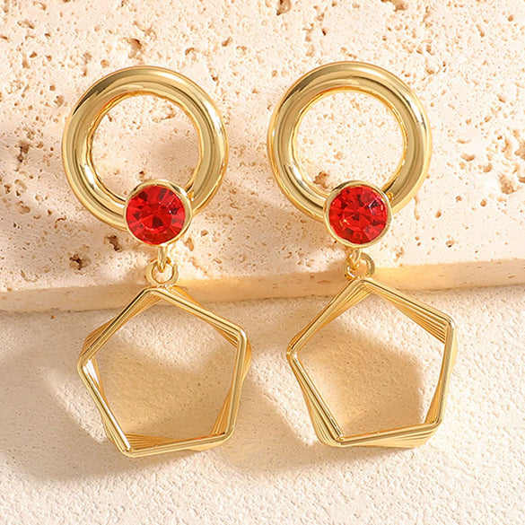 Women's Geometric Fivepointed Star Hollow Alloy Stud Earrings With Electroplated Finish And Stainless Steel Ear Needles Exaggerated Fashion Jewelry Wholesale