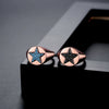 Women's Geometric Fivepointed Star Open Adjustable Copper Ring With Zircon And Turquoise Inlay Retro Fashion Design