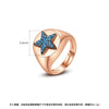 Women's Geometric Fivepointed Star Open Adjustable Copper Ring With Zircon And Turquoise Inlay Retro Fashion Design