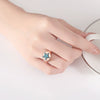 Women's Geometric Fivepointed Star Open Adjustable Copper Ring With Zircon And Turquoise Inlay Retro Fashion Design