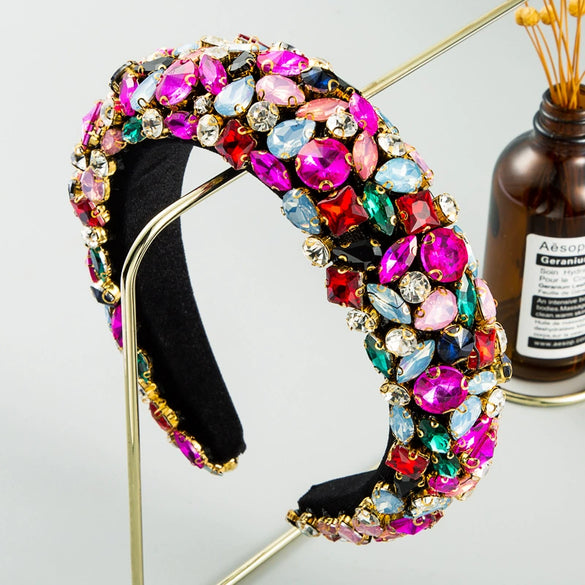 Women's Geometric Flannel Rhinestone Diamond Inlaid Headband
