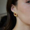 Women's Geometric Floral Carved Resin Stud Earrings In Titanium Steel And Stainless Steel With Pvd Gold Plated Finish