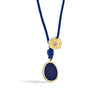 Women's Geometric Floral Handmade Copper Drop Pendant Necklace With Blue Rope Chain