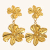Women's Geometric Floral Statement Earrings In Stainless Steel With Electroplated Finish And Exaggerated Fashion Design