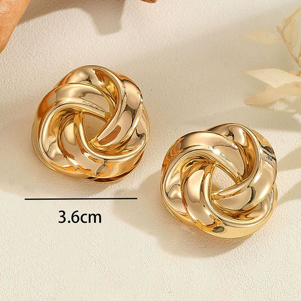 Women's Geometric Floral Wrap Earrings With Stainless Steel Ear Posts And Electroplated Iron Minimalist Metal Design