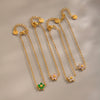Women's Geometric Flower Bracelet With Zircon Accents Goldplated Stainless Steel Jewelry With Simple Botanical Design