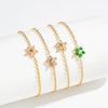 Women's Geometric Flower Bracelet With Zircon Accents Goldplated Stainless Steel Jewelry With Simple Botanical Design