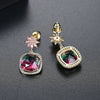 Women's Geometric Flower Earrings With Tourmaline And Zircon Accents Electroplated Copper Fashion Jewelry