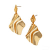 Women's Geometric Flower Statement Stud Earrings With Pleated Texture Zinc Alloy And Ecofriendly Electroplated Finish