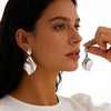 Women's Geometric Flower Statement Stud Earrings With Pleated Texture Zinc Alloy And Ecofriendly Electroplated Finish