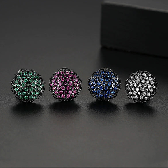 Women's Geometric Flower Stud Earrings With Zircon Inlay And Electroplated Copper Fashion Jewelry