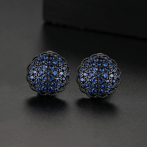 Women's Geometric Flower Stud Earrings With Zircon Inlay And Electroplated Copper Fashion Jewelry