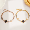 Women's Geometric Four Leaf Clover 18K Rose Gold Electroplated Titanium Steel Bracelet