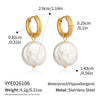 Women's Geometric Freshwater Pearl Pendant Earrings With Stainless Steel Posts Vacuum Gold Plated Minimalist Light Luxury Style