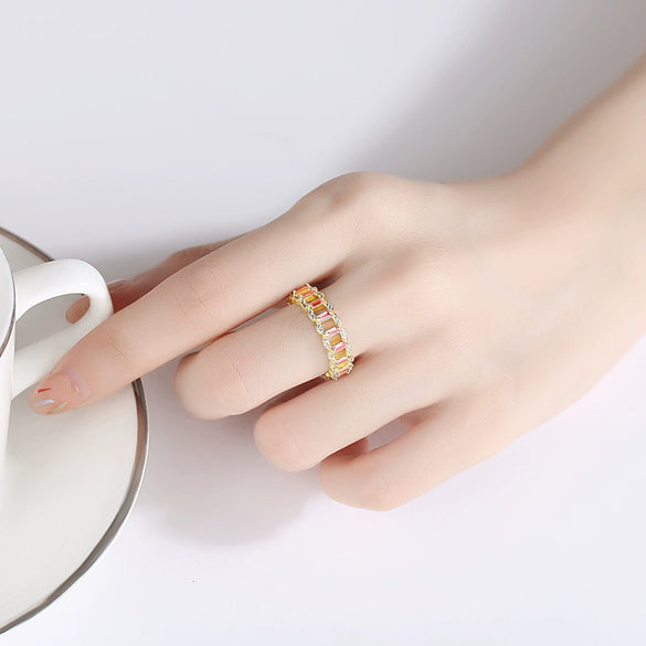 Women's Geometric Full Zircon Ring In Electroplated Copper Fashion Jewelry Statement Accessory
