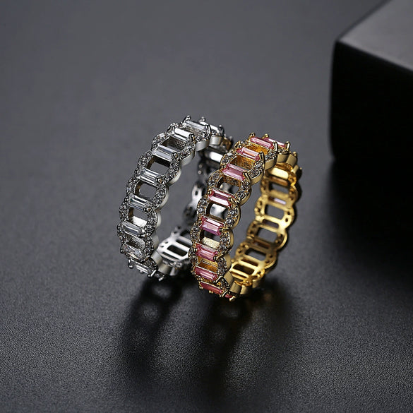 Women's Geometric Full Zircon Ring In Electroplated Copper Fashion Jewelry Statement Accessory
