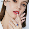 Women's Geometric Gem Set Ring In 925 Silver With Blue Stone Elegant Statement Jewelry