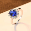 Women's Geometric Gem Set Ring In 925 Silver With Blue Stone Elegant Statement Jewelry