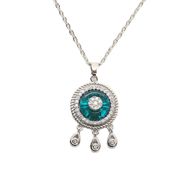 Women's Geometric Glass Glaze Evil Eye Necklace With Mixed Gem Inlay And Ball Chain Natural Style Clavicle Chain Jewelry