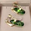 Women's Geometric Glass Glaze Stud Earrings With 925 Silver Posts Electroplated Retro Personal Style Ear Jewelry