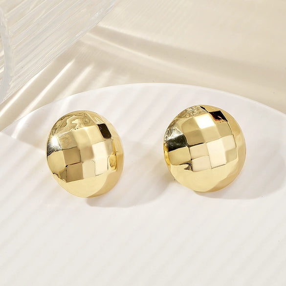 Women's Geometric Gold Tone Electroplated Metal Statement Earrings With Stainless Steel Ear Posts Light Luxury Fashion Jewelry