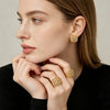 Women's Geometric Goldplated Alloy Earring And Ring Set With Hollow Mesh Square Earrings